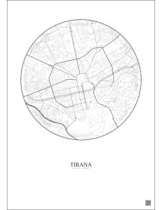 Tirana City Map Poster 2.5km | Gravura – Light background 2