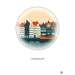Copenhagen Vintage Travel Poster – Famous Viewpoint Of Copenhagen | Gravura – Light background