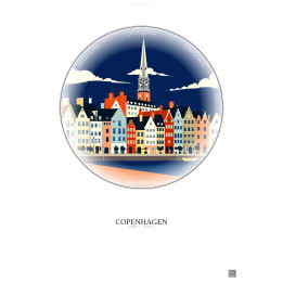 Copenhagen Vintage Travel Poster – Historic Old Town Of Copenhagen | Gravura – Light background