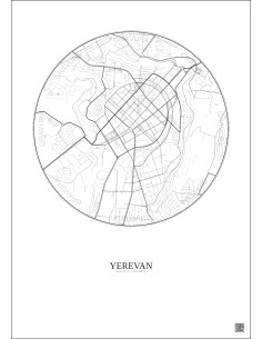 Yerevan City Map Poster 2.5km | Gravura – Light background 2