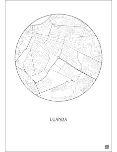 Affiche Luanda – Poster carte de ville 2.5km | Gravura – Fond clair 2