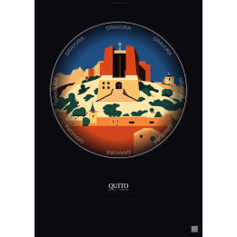 Quito Vintage Travel Poster – La Capilla Del Hombre | Gravura – Dark background