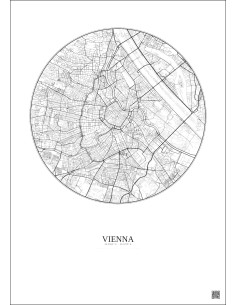 Affiche Vienna – Poster carte de ville 6km | Gravura – Fond clair 2
