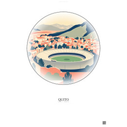 Quito Vintage Travel Poster – Estadio Olimpico Atahualpa | Gravura – Light background