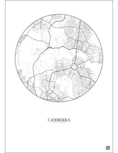 Affiche Canberra – Poster carte de ville 6km | Gravura – Fond clair 2
