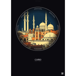 Affiche Cairo – Poster illustration vintage – Cairo | Gravura – Fond foncé