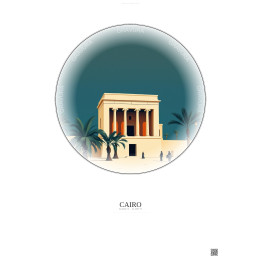 Cairo Vintage Travel Poster – Egyptian Museum | Gravura – Light background