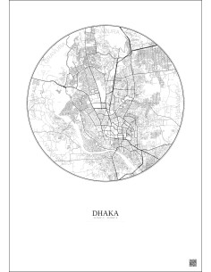 Affiche Dhaka – Poster carte de ville 10km | Gravura – Fond clair 2