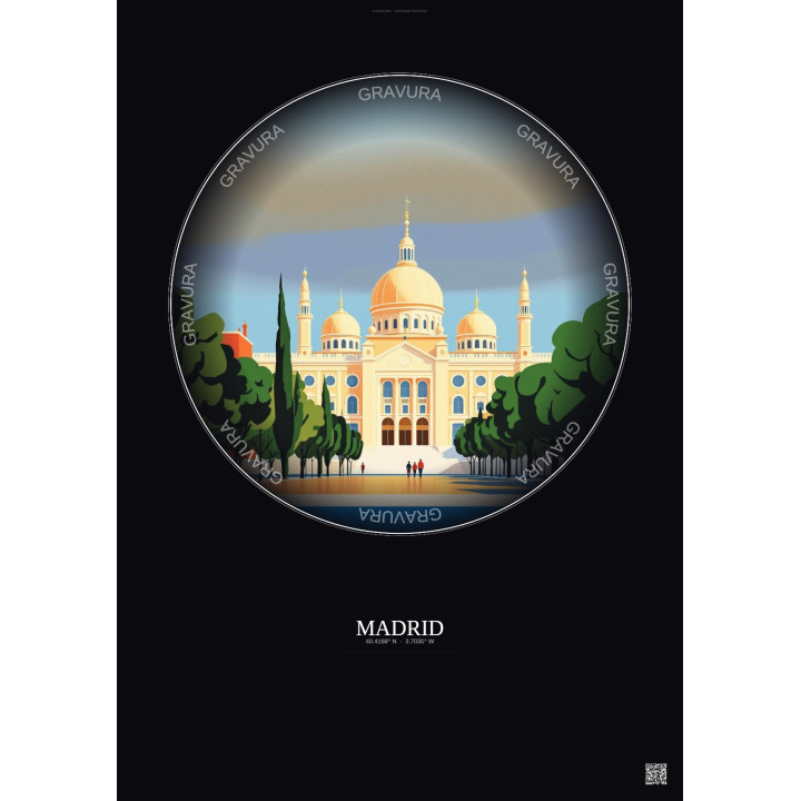 Affiche Madrid – Poster illustration vintage – Madrid | Gravura – Fond foncé