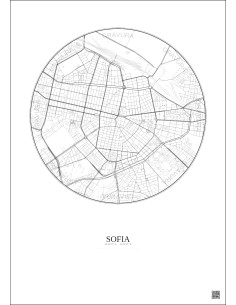 Sofia City Map Poster 2.5km | Gravura – Light background 2