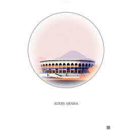 Affiche Addis Ababa – Poster illustration vintage – Addis Ababa Stadium | Gravura – Fond clair