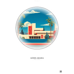 Affiche Addis Ababa – Poster illustration vintage – National Museum Of Ethiopia | Gravura – Fond clair