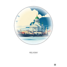 Helsinki Vintage Travel Poster – Helsinki Cathedral | Gravura – Light background