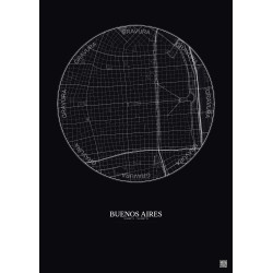 Affiche Buenos Aires – Poster carte de ville 2.5km | Gravura – Fond foncé