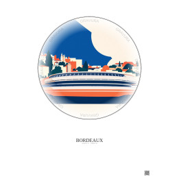 Bordeaux Vintage Travel Poster – Stade Atlantique | Gravura – Light background