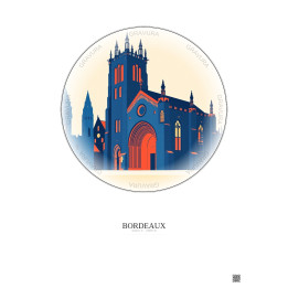 Bordeaux Vintage Travel Poster – Cathedrale Saint Andre De Bordeaux | Gravura – Light background