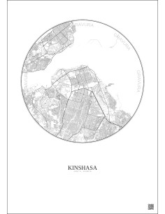 Kinshasa City Map Poster 10km | Gravura – Light background