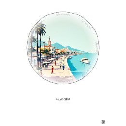 Cannes Vintage Travel Poster – Promenade De La Croisette | Gravura – Light background