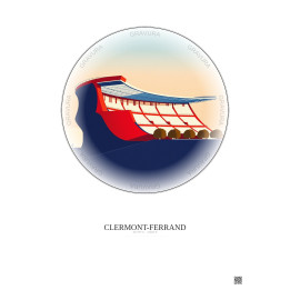 Clermont Ferrand Vintage Travel Poster – Stade Gabriel Montpied | Gravura – Light background