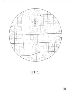 Affiche Beijing – Poster carte de ville 2.5km | Gravura – Fond clair