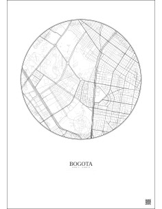 Affiche Bogota – Poster carte de ville 2.5km | Gravura – Fond clair 2