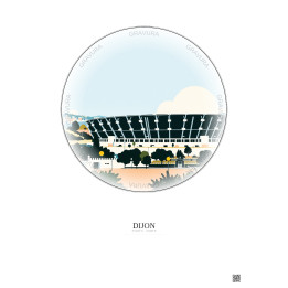 Dijon Vintage Travel Poster – Stade Gaston Gerard | Gravura – Light background