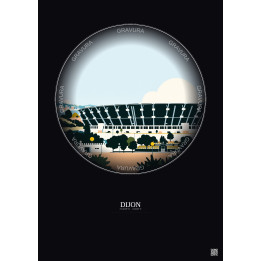 Dijon Vintage Travel Poster – Stade Gaston Gerard | Gravura – Dark background