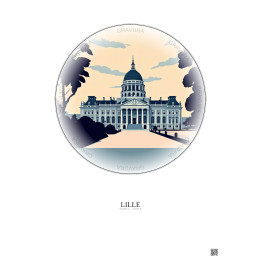 Lille Vintage Travel Poster – Palais Des Beaux Arts De Lille | Gravura – Light background