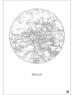 Affiche Prague – Poster carte de ville 10km | Gravura – Fond clair 2