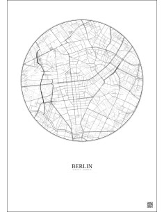 Affiche Berlin – Poster carte de ville 2.5km | Gravura – Fond clair