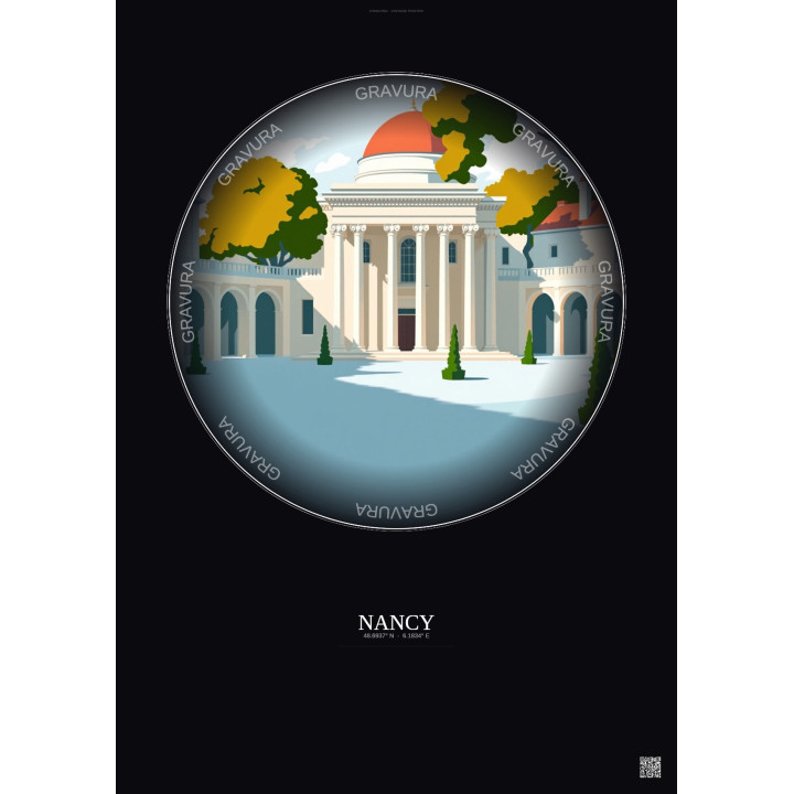 Nancy Vintage Travel Poster – Museum Of Fine Arts Of Nancy | Gravura – Dark background