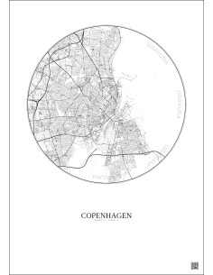 Affiche Copenhagen – Poster carte de ville 10km | Gravura – Fond clair 2