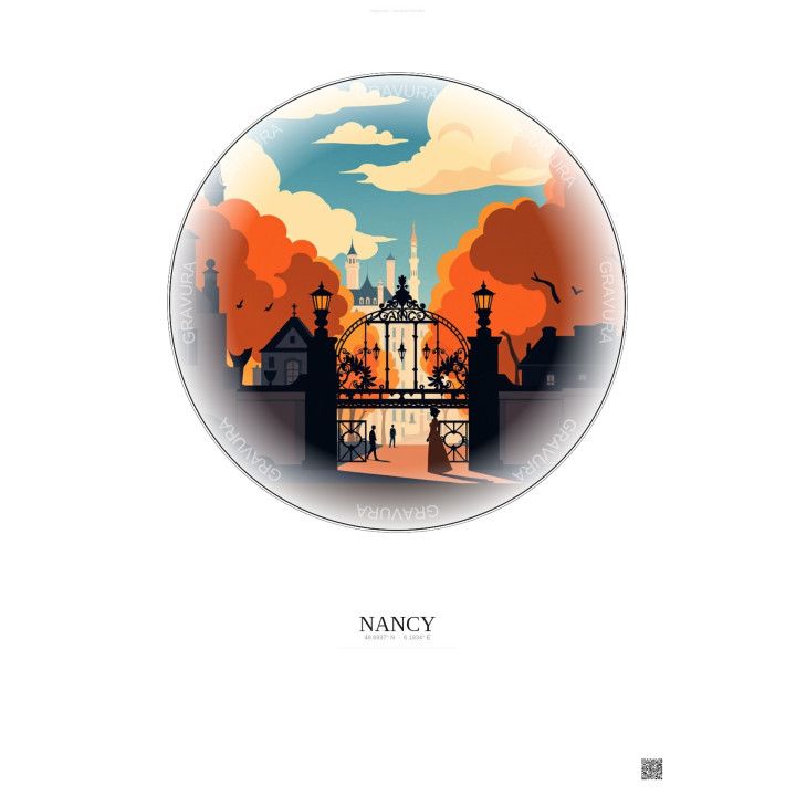 Nancy Vintage Travel Poster – Nancy | Gravura – Light background