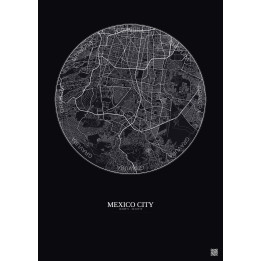Affiche Mexico City – Poster carte de ville 10km | Gravura – Fond foncé