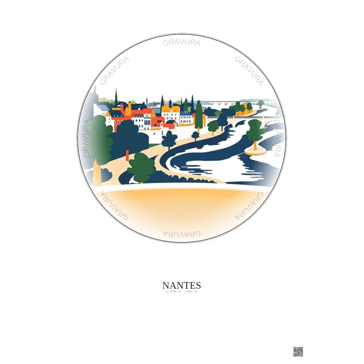 Nantes Vintage Travel Poster – Nantes | Gravura – Light background