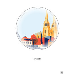Nantes Vintage Travel Poster – Cathedrale Saint Pierre Et Saint Paul | Gravura – Light background