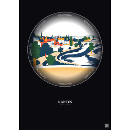 Nantes Vintage Travel Poster – Nantes | Gravura – Dark background