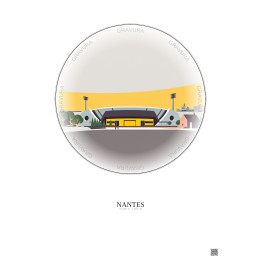Affiche Nantes – Poster illustration vintage – Stade De La Beaujoire | Gravura – Fond clair