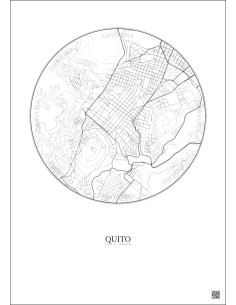 Affiche Quito – Poster carte de ville 2.5km | Gravura – Fond clair 2