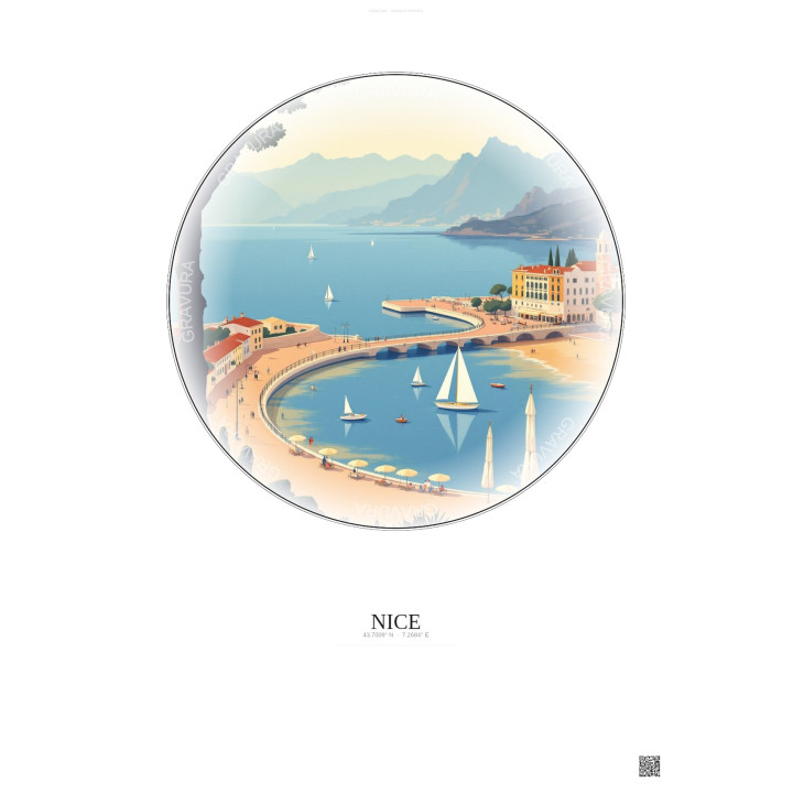 Nice Vintage Travel Poster – Nice | Gravura – Light background