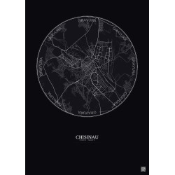 Affiche Chisinau – Poster carte de ville 10km | Gravura – Fond foncé