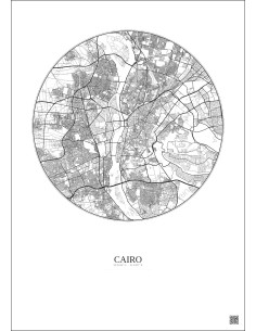 Affiche Cairo – Poster carte de ville 10km | Gravura – Fond clair 2
