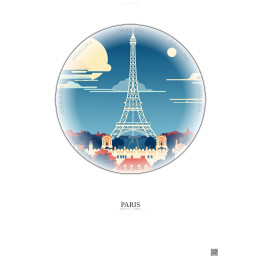 Paris Vintage Travel Poster – Eiffel Tower | Gravura – Light background