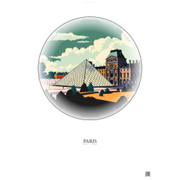 Paris Vintage Travel Poster – Louvre Museum | Gravura – Light background