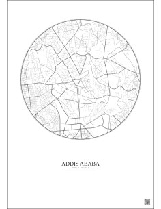 Affiche Addis Ababa – Poster carte de ville 2.5km | Gravura – Fond clair
