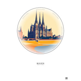 Rouen Vintage Travel Poster – Rouen | Gravura – Light background