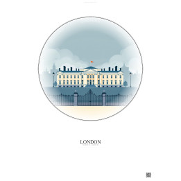 London Vintage Travel Poster – Buckingham Palace | Gravura – Light background