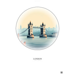 London Vintage Travel Poster – Tower Bridge | Gravura – Light background