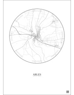 Affiche Arles – Poster carte de ville 10km | Gravura – Fond clair 2