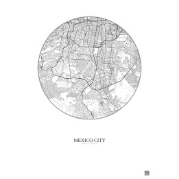Affiche Mexico City – Poster carte de ville 10km | Gravura – Fond clair